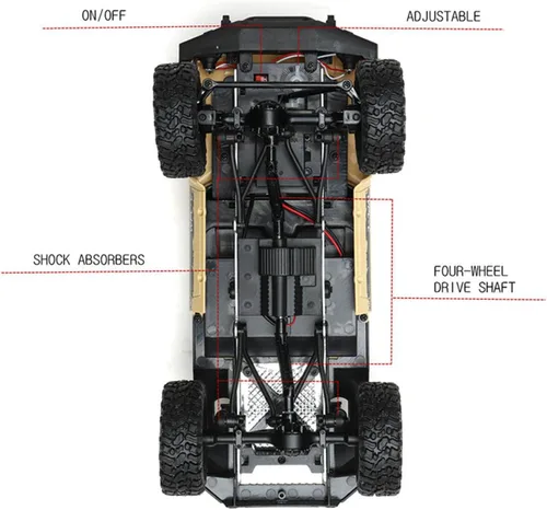 Miniatura 6 de RC Rock Crawler WPL C24 RTR 1/16 Camionetas color azul con luces LED 2.4 GHz 4 x 4 todoterreno RC Semi Camiones todo terreno, camión de control