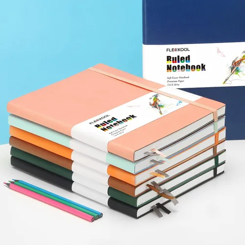 Miniatura 6 de Diarios de negocios, paquete de 2 cuadernos B5 de rayas universitarias de tapa suave grande con papel rayado grueso de 100gsm, 376 páginas