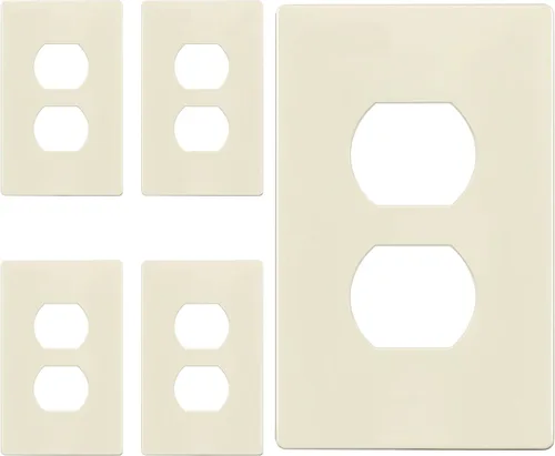 Miniatura 16 de ENERLITES Placa de pared de salida de receptáculo dúplex de tamaño mediano, placas de cubiertas de toma de corriente, tamaño medio de 1 banda, 4.88