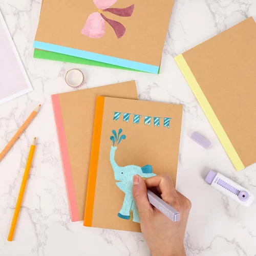 Miniatura 3 de LABUK 5 cuadernos de composición A5, cuadernos forrados de papel kraft a granel, 5 colores y 60 páginas para diario, escritura, escuela, oficina