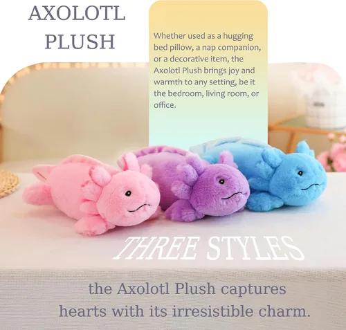 Miniatura 5 de Lindo ajolote de peluche, suave animal de peluche kawaii, juguetes de peluche, regalos para niños y niñas Azul