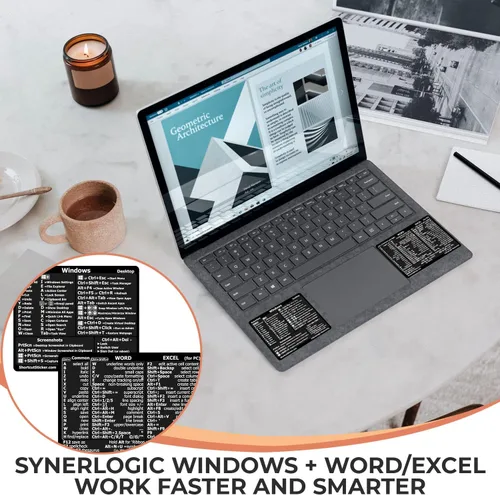 Miniatura 4 de SYNERLOGIC Windows + Word/Excel (para Windows) Guía de referencia rápida Adhesivos de teclado, vinilo sin residuos (negro/pequeño/combinado/2 juegos)