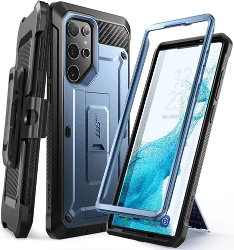 SUPCASE Funda para Samsung Galaxy S22 Ultra con Soporte (Unicorn Beetle Pro), [Marco Frontal Integrado y Clip para Cinturón] [Protección de Grado