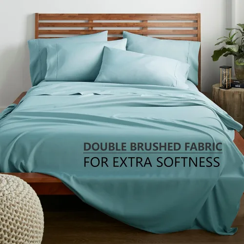 Miniatura 2 de American Home Collection - Juego de sábanas y fundas de almohada estampadas de 6 piezas, con 14 pulgadas de caída; sábanas de microfibra con doble