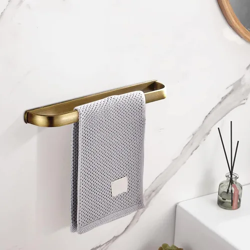 Miniatura 5 de Leyden Toallero de latón, toallero antiguo para baño, 11.81 pulgadas, colgador de barra de pared, accesorios de baño vintage