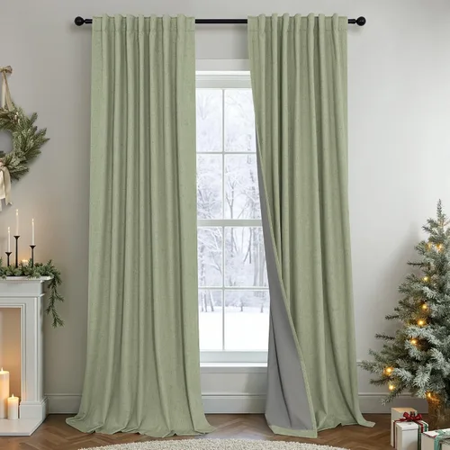 Miniatura 18 de Pitalk Cortinas cortas 100% opacas de lino para cafetería, 40 pulgadas de largo, 2 paneles, cortinas de puerta francesa para ventana, cortina