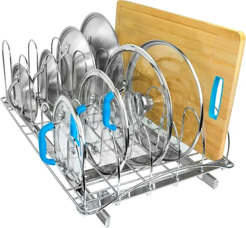 Miniatura 7 de LYNK PROFESSIONAL® Organizador de tapas extraíbles para ollas y sartenes debajo del gabinete, organizador de hojas de galletas para gabinete, cajón
