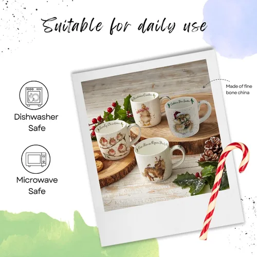 Miniatura 7 de Royal Worcester Wrendale Designs Taza de 14 onzas (Galletas para Santa)