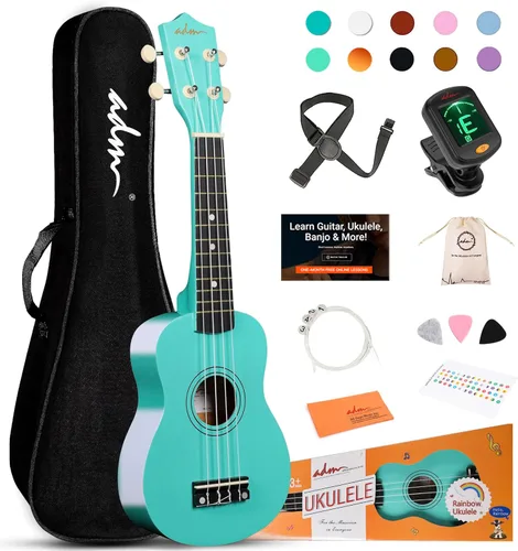 Miniatura 22 de ADM Ukelele para principiantes, kit de madera hawaiana para niños, adultos y estudiantes, pack profesional de ukalele con lecciones gratuitas, bolsa