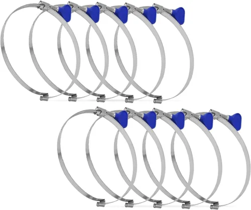 POWERTEC 70224-P2 Abrazadera de manguera de puente con llave de 2-1/2 pulgadas, llave de tornillo de pulgar, abrazaderas de manguera de acero