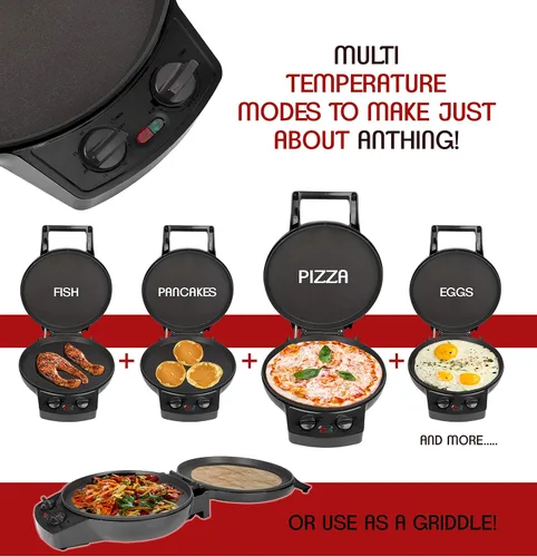 Miniatura 2 de Courant Máquina de pizza, olla para pizza de 12 pulgadas y máquina de calzone, con control de temporizador y temperatura, horno de pizza de 1440