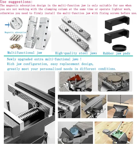 Miniatura 2 de MYTEC - Tornillo de banco o tornillo de mesa, mordaza multifuncional, tornillo combinado multifuncional con ajuste rápido, tornillo universal