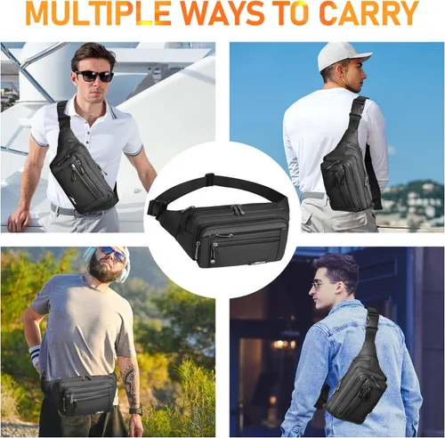 Miniatura 7 de Riñonera Bolsa de Cintura para Hombres y Mujeres Bolsa de Cadera con Correa Ajustable para Exteriores Entrenamiento Viajes Casual Correr Senderismo