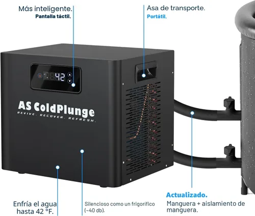 Miniatura 4 de AS ColdPlunge Enfriador de Agua para Baños de Hielo para Sumersión Fría, Enfriador de Sumersión Fría de 1/3 HP con Filtro Integrado y Bomba, Bomba