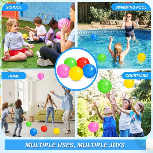 Miniatura 3 de Junkin Paquete de 100 bolas Knobby a granel con 1 bomba de aire de 5.5 pulgadas, juguete sensorial de plástico hinchable, globo pequeño, juguete