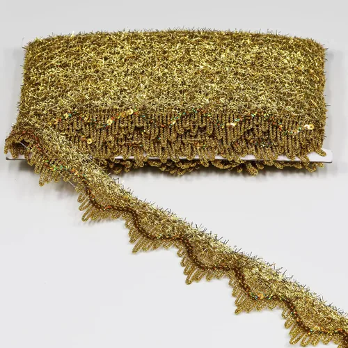 Miniatura 6 de Cinta de encaje dorado trenzada de poliéster de 14 yardas, 35 mm de ancho, para costura, manualidades, ropa, cortinas, accesorios, pantalla