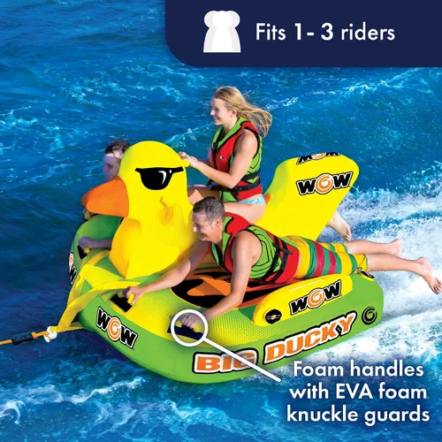 Miniatura 2 de Wow Sports Big Ducky - Tubo de cubierta remolcable – 1 – 3 personas – Capacidad de 510 libras – Diseño de pato – para navegación – Jóvenes y adultos