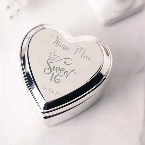 Miniatura 33 de Cherished Moments Caja de recuerdo de joyería de corazón personalizada con cruz grabada personalizada y nombre para regalo de bautizo de bebé