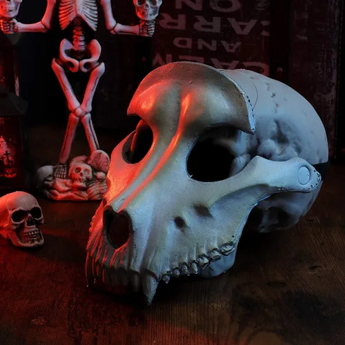 Miniatura 4 de Amosfun Máscara de cabeza de oveja para Halloween, calavera de oveja, máscara de cosplay, fiesta de Halloween, terror, accesorios de fiesta