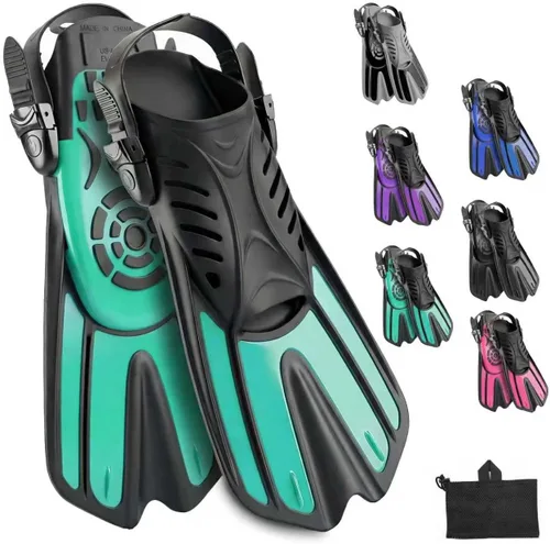 Miniatura 10 de Alatas de buceo y equipo de esnórquel para adultos, aletas de snorkel, aletas de natación abiertas, ajustables, para hombres, mujeres, niños, aletas