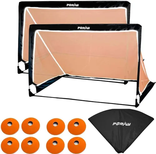 Portería de fútbol portátil de Poray con red emergente para niños y adultos con tela Oxford de 210D y estacas extra, regalo de cumpleaños y Tiras