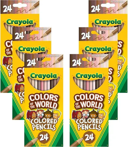 Crayola Colors of the World - Juego de lápices de colores a granel - 6 paquetes (24 unidades), lápices de colores para tonos de piel para niños,