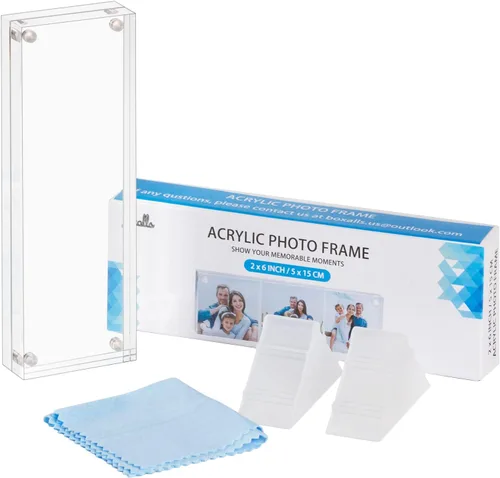 Miniatura 7 de Boxalls Marco de fotos acrílico de 2 x 6 pulgadas, marco de fotos transparente de doble cara sin marco con escritorio magnético transparente