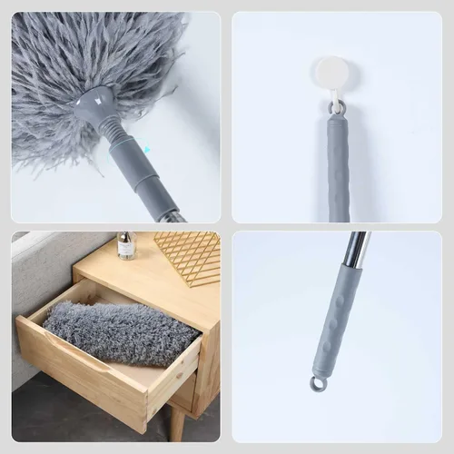 Miniatura 6 de BOOMJOY Plumero de microfibra con poste de extensión de 100 pulgadas, plumeros para limpiar techos altos, ventiladores, persianas, muebles, gris