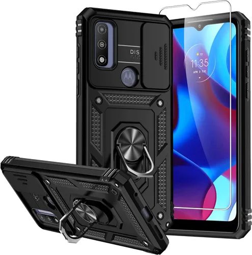 SMKY - Funda para Moto G Play 2023, funda para Moto G Pure con protectores de pantalla y funda para cámara, [grado militar] de 16 pies. Funda a Negro