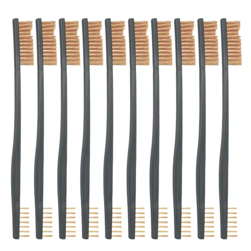 Miniatura 13 de Paquete de 10 cepillos de limpieza multiusos de doble punta para pistolas de 7 pulgadas, cepillos de cerdas de nailon de acero y latón (latón)