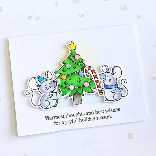 Miniatura 4 de Juego de sellos y troqueles transparentes de ratón y taza de Navidad de invierno para hacer tarjetas, plantillas de corte para álbumes de recortes