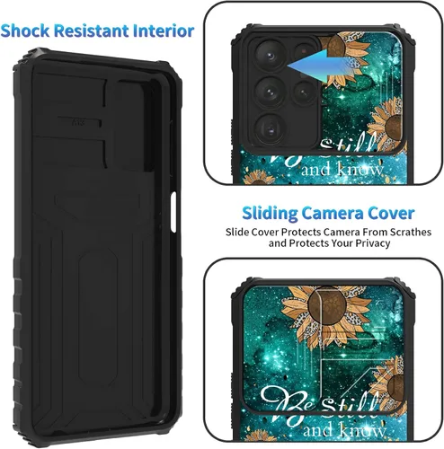 Miniatura 974 de Funda para Samsung Galaxy S22 Ultra 5G, Galaxy S22 Ultra con cubierta de cámara deslizante, funda resistente de doble capa con función atril Black