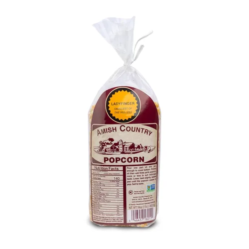 Amish Country Popcorn | Bolsa de 1 libra | Granos de palomitas de maíz Ladyfinger | A la antigua, sin OGM y sin gluten (Ladyfinger - Bolsa de 1