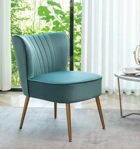 Miniatura 2 de Container Furniture Direct Silla moderna de terciopelo para sala de estar, dormitorio o entrada, diseño elegante y cómodo sin brazos con patas