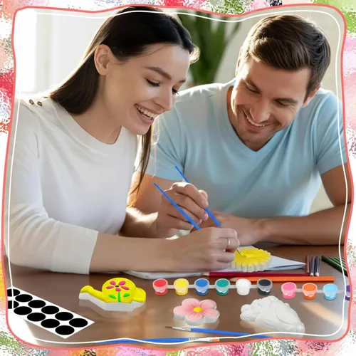 Miniatura 6 de Simgoing Juego de 24 juegos de pintura de cerámica para bricolaje, listo para pintar, cerámica, pintura, manualidades, artes y manualidades, juego