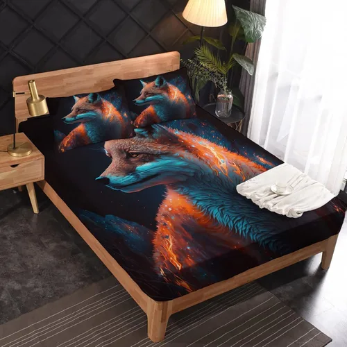 Miniatura 37 de Juego de sábanas de tamaño King, sábanas de conejo, sábanas de microfibra y fundas de almohada de 4 piezas, juego de sábanas con estampado colorido