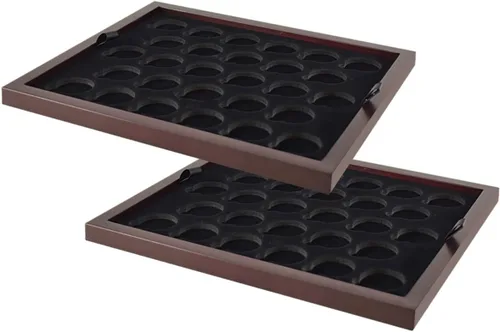 Miniatura 13 de Caja de exhibición de monedas de dos bandejas para cápsulas, certificadas, estilo losa o monedas de desafío, sin bandejas