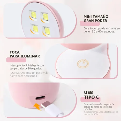 Miniatura 3 de GAOY Mini luz UV para uñas de gel, pequeña luz de curado, lámpara LED de cáscara de huevo, secado rápido, rosa