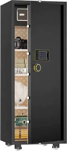 Miniatura 8 de TIGERKING Caja fuerte de seguridad resistente de 2.05 pies cúbicos para el hogar, bloqueo digital para pantalla táctil, antirrobo, estantes Blanco