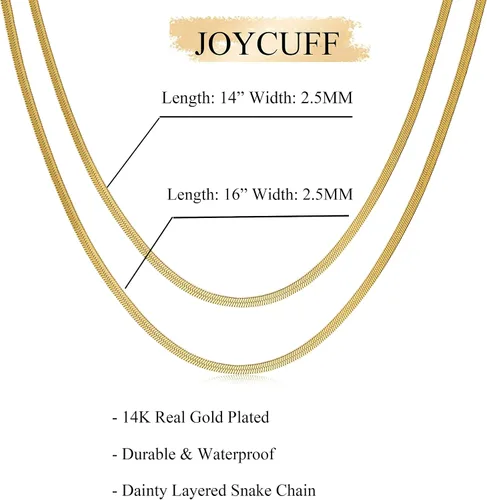 Miniatura 4 de JoycuFF Collar de oro para mujer, delicado collar de gargantilla en capas para mujer, caja de clip de serpiente, cuerda Figaro, collar de cadena