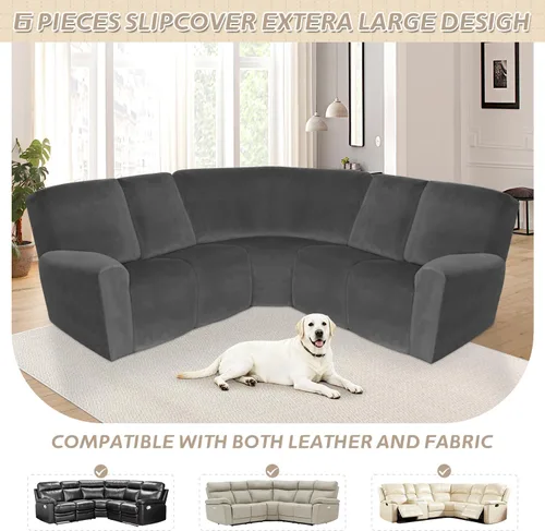Miniatura 524 de Arfntevss Fundas de sofá seccional reclinable de terciopelo, Funda de sofá seccional de esquina para sofá reclinable, Funda elástica suave