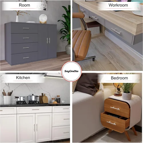 Miniatura 5 de Manijas de gabinete de níquel cepillado – 5 pulgadas de largo, 3 pulgadas entre centros de agujeros – Tiradores modernos para armarios de cocina