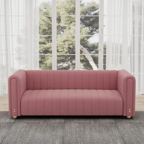 Miniatura 9 de Sofá de terciopelo de 81 pulgadas, sofá moderno de mediados de siglo para 3 personas, sofás de terciopelo copetudos para sala de estar, apartamento