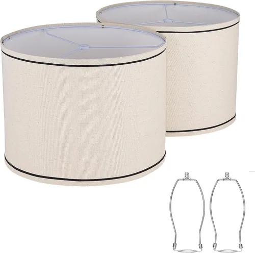 Miniatura 9 de Juego de 2 pantallas de lámpara de tambor de 13 x 13 x 10 pulgadas de alto, pantallas medianas para lámparas de mesa, lámparas de pie, lino natural