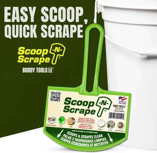 Miniatura 2 de Buddy Tools - Cuchara curvada para cubos de 5 galones, raspador de cubo de nailon para barro de paneles de yeso, pintura, resina epoxi, raspa cubos