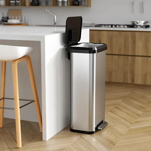 Miniatura 4 de iTouchless SoftStep EXP - Cubo de basura con pedal de 20 galones, con filtro de olores AbsorbX, basurero de acero inoxidable con plástico a prueba