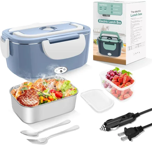 Miniatura 8 de Fiambreras eléctricas con calefacción para adultos: Fiambrera eléctrica de 80W para calentar alimentos 12/24/110V 1.5L Fiambrera calentable
