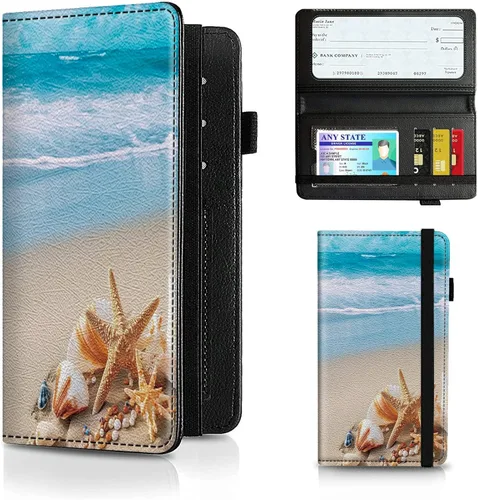 Miniatura 108 de Funda para chequera para hombres y mujeres, cartera de cuero RFID con ranuras para tarjetas de crédito, soporte de cheques duplicados personales