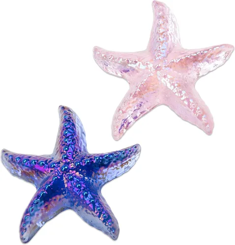 ZORZA 2 figuras coloridas de estrellas de mar de cristal soplado a mano para decoración de escritorio realista de dibujos animados para oficina y