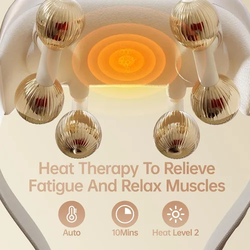 Miniatura 5 de Masajeador de cuello para aliviar el dolor de tejido profundo, masajeador de espalda Shiatsu inalámbrico con calor, almohada eléctrica de masaje